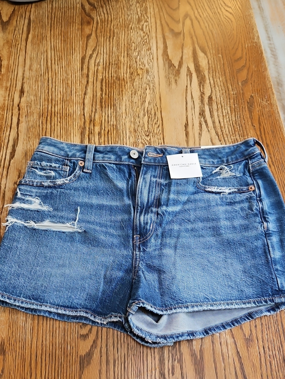 American Eagle Outfitters Blue Distressed Denim Women's Shorts